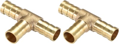 2 Stuks Messing Slangkoppelingen - 1/2" OD T-vormige 3-Weg Barbed Fitting voor Water en Brandstof