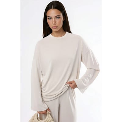 Ontspannen Pasvorm Crewneck Lange Mouwen Blouse