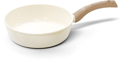 Cook & Pan Hapjespan Ø 24 cm Crème Wit - PFAS vrij - Alle Warmtebronnen - Cool Touch Handgreep - Steel Pan met 7 jaar Garantie - Krasbestendige Anti Aanbaklaag - Vaatwasserbestendig - Gas, Inductie, Elektrisch, Oven - Beige