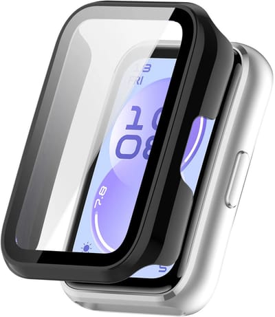 Strap-it PC case met glas geschikt voor Huawei Band 11- Bescherming tegen krassen & stoten - Screenprotector - Beschermend hoesje - Optimale bescherming - Zwart