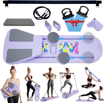 Pilates Reformer Board - Trainingssysteem - Thuis Workout - 6-in-1 Veelzijdig - 485 kg - Paars