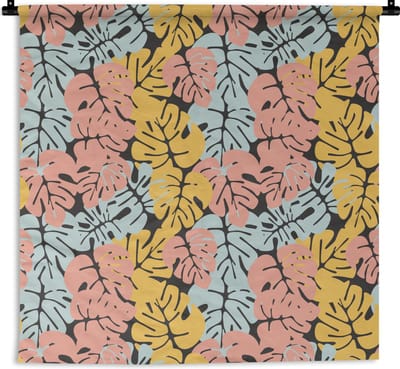 Wandkleed - Wanddoek - Monstera - Hawaii - Design - Pastel - 180x180 cm - Wandtapijt