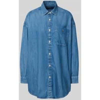 Oversized overhemdblouse in denimlook