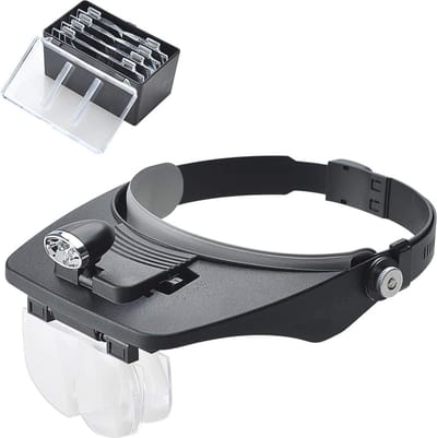 Hoofdband Vergrootglas met LED-verlichting en Afneembare Lenzen voor Lezen en Hobby's