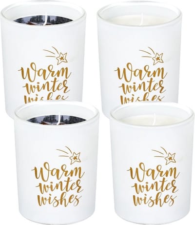 Spaas Geurkaars in Glas 'Warm Winter Wishes' - Winterfrost - circa 45u - 4 kaarsen