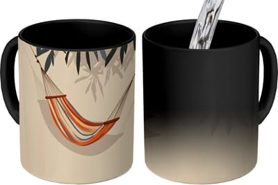 Magische Mok - Foto op Warmte Mokken - Koffiemok - Hangmat - Kleurrijk - Bladeren - Schaduw - Magic Mok - Beker - 350 ML - Theemok