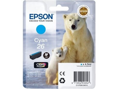 Epson Inktcartridge 26 Origineel Cyaan C 13 T 26124012