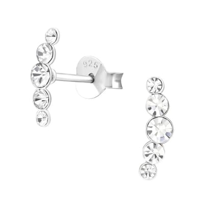 Aramat Jewels | Oorbellen | Glinsterende zilveren Oorbellen met 10x3mm Kristal | | | |3mm | Zilver | Kinderen, Volwassenen | Verkleurd niet