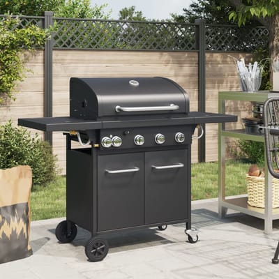 vidaXL Gasbarbecue met 5 branders gepoedercoat staal zwart