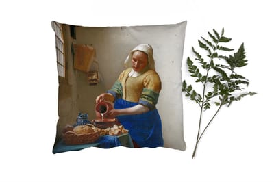 Sierkussens - Kussentjes Woonkamer - 40x40 cm - Het melkmeisje - Kunst - Oude meesters - Vermeer