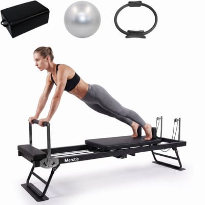 Professionele Pilates Reformer Set – Pilates Board - Pilatesbank - Inclusief Pilates Box, Ring, Bal & Sokken – Inklapbaar & Verstelbaar - 197x72,5x57cm