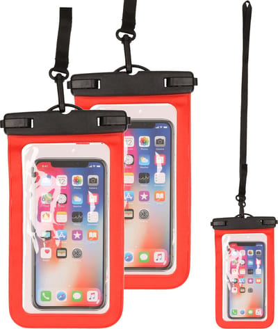 Bellatio design waterdicht telefoonhoesje - 3 st - rood - voor alle schermen tot 6 inch