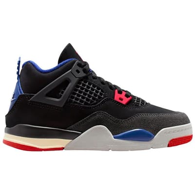 Air Jordan 4 Retro PS Rare Air Kindersneakers Zwart Fire-Red Deep-Royal-Blue IB4388-003 29.5 black