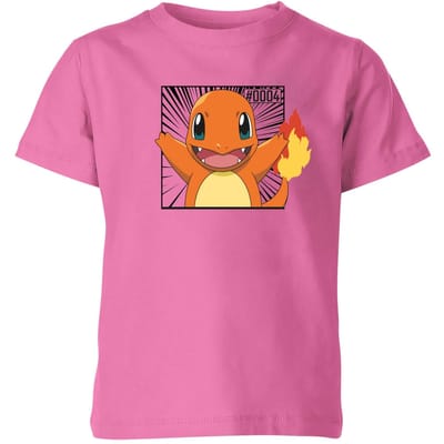 Pokémon Pokédex Charmander #0004 Kids' T-Shirt - Pink - 122/128 (7-8 jaar)