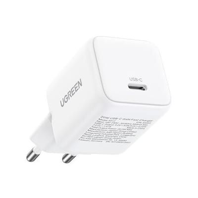UGREEN X512 20 W GaN 1 x USB-C wandlader - wit, compatibel met iPhone 17/16/15, iPad Pro, Pixel 9, Samsung Galaxy S24/S23, Tab A8/S8, enzovoort.