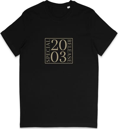 T Shirt Heren Dames - Geboortejaar 2003 - Tekst: Speciale Uitgave - Zwart - Maat S