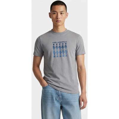 Karl Lagerfeld Dark Grey T-shirt Crewneck Maat: XS | T-shirts met Print Outlet | Heren | Grijs