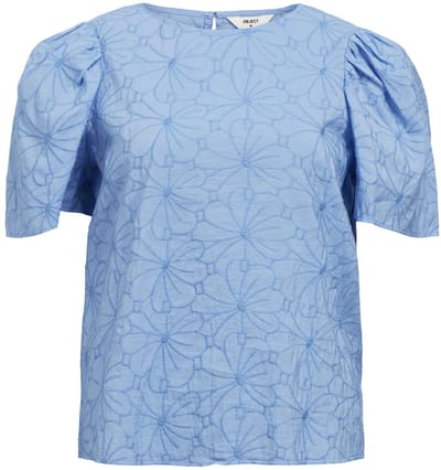 Object T-shirt Objilly S/s Re O-neck Top 138 23046466 Cornflower Blue Dames Maat - 38