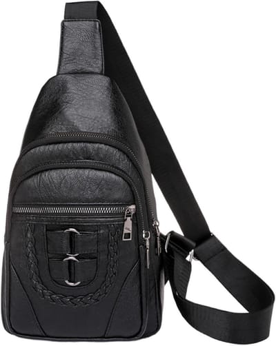 Dames Draagtas - Borsttas Sling - Reis Sporten - Waterdicht PU Leer - 34 x 20 cm - Zwart