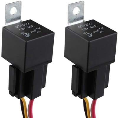 Jhubersproducts - 12V Relè - Universale - Heavy Duty - Impermeabile - Car Camion Motociclo - Barca - SPST 4 Pin 4 Contatti - Socket - Motociclo