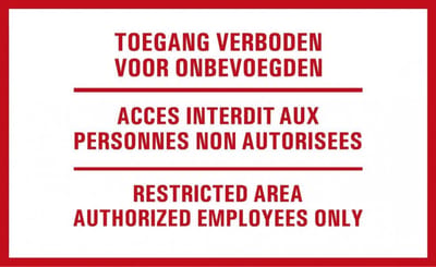 Toegang verboden tekstbord - kunststof - drietalig 200 x 125 mm