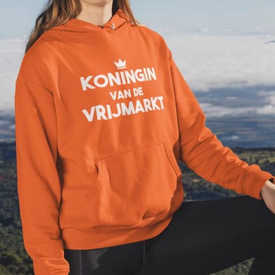Oranje Koningsdag Hoodie Koningin van de Vrijmarkt XS