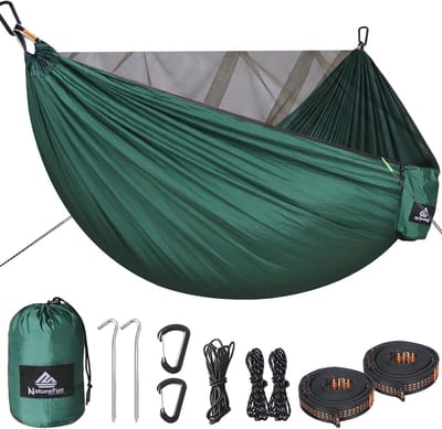 Campinghangmat met Klamboe - 300 kg Draagvermogen, Ademend en Sneldrogend Parachute-Nylon voor Binnen en Buiten Gebruik