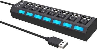 USB Hub splitter met USB-hub adapter compatibel met MacBook, Windows en meer (7-poorts 2.0)