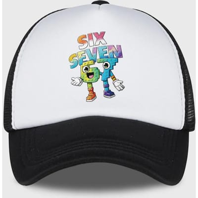 Zes Zeven Cartoon Cijferprint Spons Gaas Pet – Unisex Kleurrijk Bouwsteen Gaas Baseballpet – Verstelbaar, Ademend Zon H