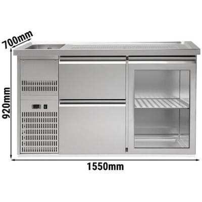 GGM Gastro Biertheke Premium PLUS - 1550x700mm - 1 Glastür & 2 Schubladen