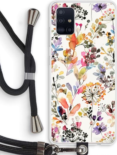Hoesje met koord geschikt voor Samsung Galaxy A51 4G hoesje met Koord - Wilde grassen - Telefoonhoesje met Zwart Koord - Bescherming aan alle Kanten en Over de Schermrand