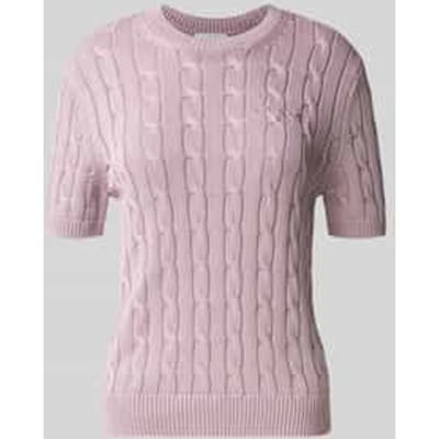 Gebreid shirt met kabelpatroon en ronde hals