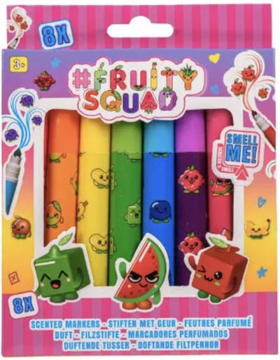 Stiften met Dikke Punt & Fruit Geur - 8 Stuks - Stiften met Geur - Geurstiften - Hoge Kwaliteit - Fruit Geur Stiften - Kleine Stiften Set - Merk: FruitySquad - Kleuren, Tekenen & Schilderen voor Kinderen - Geurstiften - Tekenen met Geur / Smaak