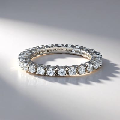 Cavill - 925 Sterling Zilver Geplatineerde Ring - 24 Cambodjaanse Zirkonen 1,08 Ct - Elegante Eternity Ring voor Dames