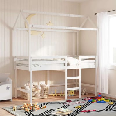 vidaXL - Kinderbedhuisje - 207x95,5x159 - cm - massief - grenenhout - wit