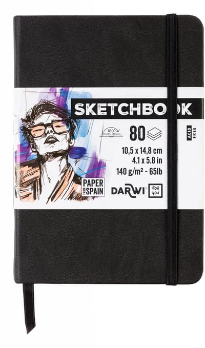 Darwi DFY - Schetsboek - A6 - 140 g - Zwart - 80 vellen