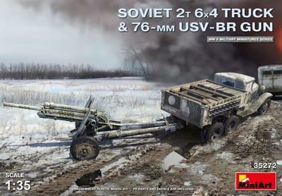 Miniart - Soviet 2 T 6x4 Truck With 76 Mm Usv-br Gun (Min35272) - WWII Sovjet Tank Modelbouwkit