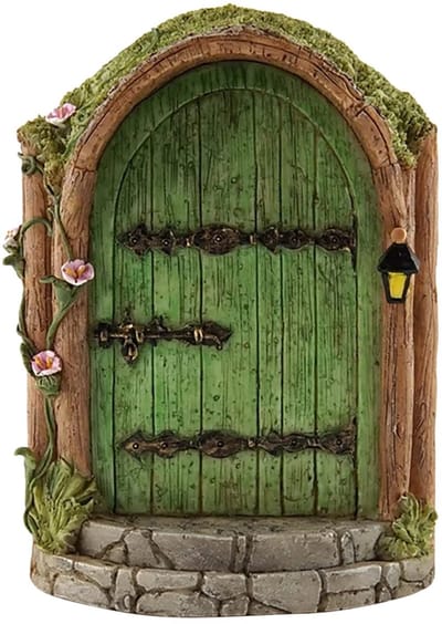 Crrynuo - Feeën Deur Houten Decoratie - 10x8x1cm - Groene Kabouter Deur - Tuin Sprookjes Accessoire - Voor Bomen En Tuin