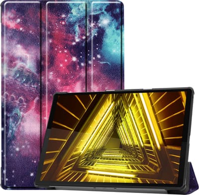 Hoesje - Geschikt voor Lenovo Tab M10 FHD Plus (2e / 2nd Generatie) - Dun & Stevig - Trifold Bookcase - Hard Cover - Hardcover Book Case - Tablet Hoes - Galaxy