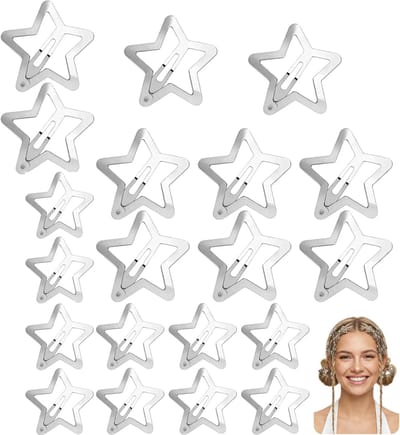 Haarklem - Haarclips met Sterren - 20 stuks - Zijklem - Metalen Haarspelden - Antislip - Haaraccessoire voor Dames en Meisjes - Zilver