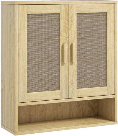 HOMCOM Wandkast - Spaanplaat - 59x20x66,5cm - Eiken