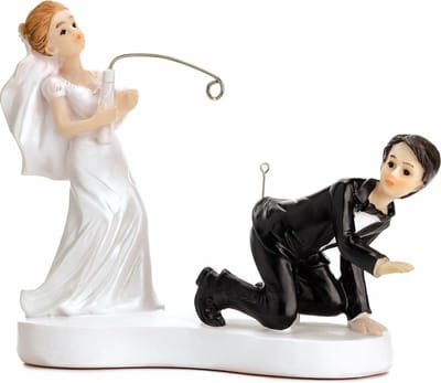 PartyDeco Cake Topper Pas Gehuwden met Hengel - Bruidstaart decoratie met humor