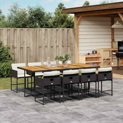 vidaXL - 9-delige - Tuinset - poly - rattan - zwart