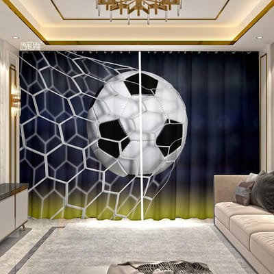 Rideau imprimé Football pour Chambre à Coucher Salon Fenêtre du Sol au Plafond Rideau Grande Taille Panneaux de Rideaux Semi-transparents 100W130H(CM)40x51in&Grommet Top