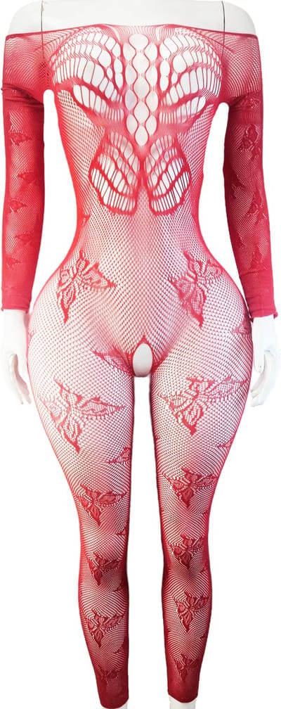 BamBella ® - Panty pak -Onesize - body suit - Dames - Onesize - Erotische jumpsuit van kant lingerie rood
