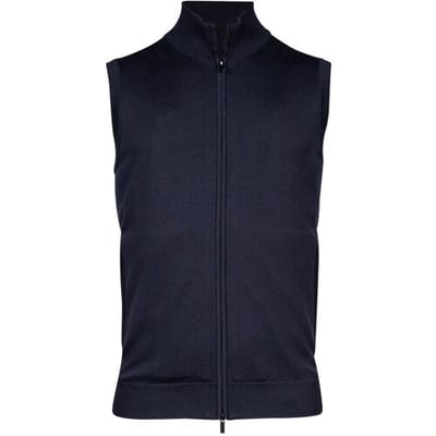 Thomas Maine Vest Cardigan Zip No Sleeve Double Knit Inner Cotton Layer Navy / male