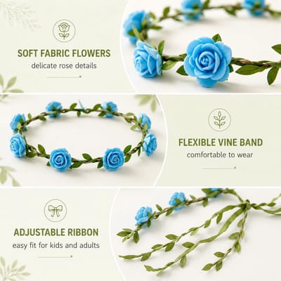 Set van 8 bloemenhaarbanden voor dames en meisjes, bloemenkrans, hoofdsieraad voor communie, feest en dagelijks gebruik