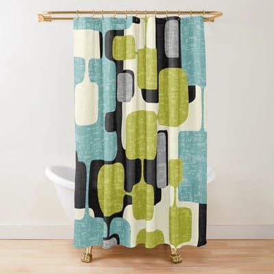 Floraweg Douchegordijn,Shower Curtain,badgordijn,badkamergordijn,Kleurrijke geometrische tekeningen , digitale printen -Anti Schimmel - Inclusief 12 ringen -met 12 stuks douchegordijnhaken – Waterdicht -Wasbaar- Polyester - 180x200 cm