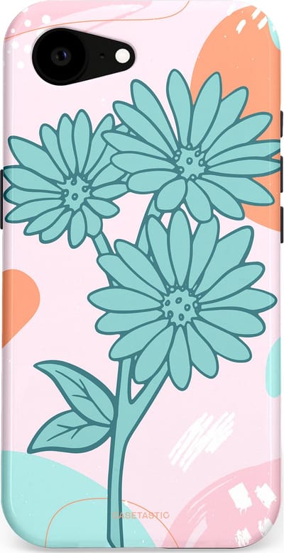 Casetastic hoesje geschikt voor Apple iPhone 16e / Apple iPhone 17e - MagSafe - Dubbellaagse bescherming - Roze Oranje Bloemen - Fashion Case - Wit Mintgroen Lichtroze Lichtblauw