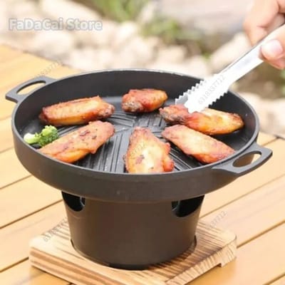Linkforu - Japanse Mini Kachel – Grill – BBQ - Mini-Barbecue - Barbecuegrill – Houtskool – Draagbaar - Anti Aanbak - 21x13x13 cm